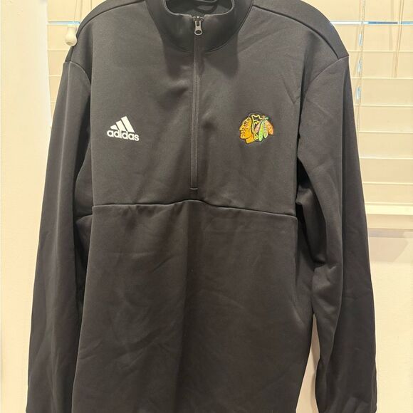 Adidas Chicago Blackhawks NHL Authentic 1/4 Zip Pullover Jacket - Picture 1 of 3